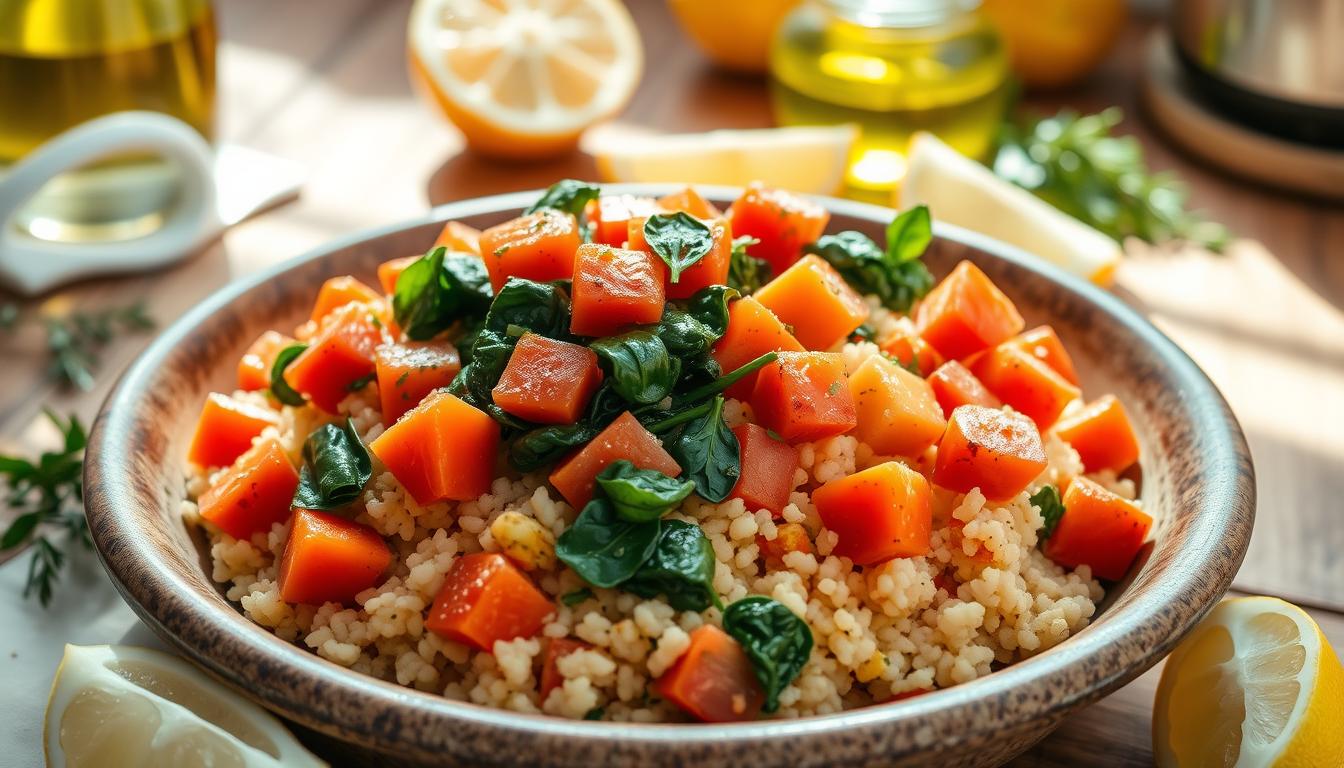 carrot and spinach recipes with couscous and tomatoes