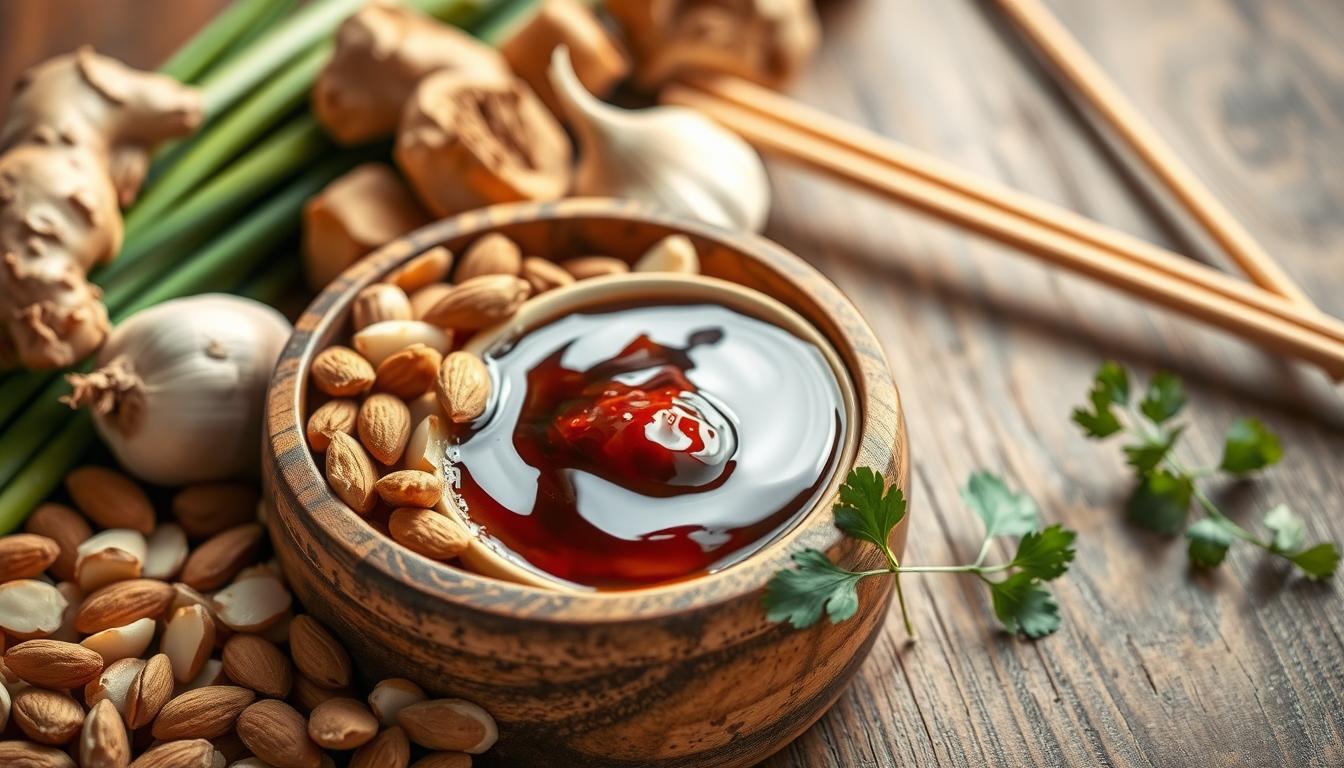 chopped almonds and asian sauce recipe