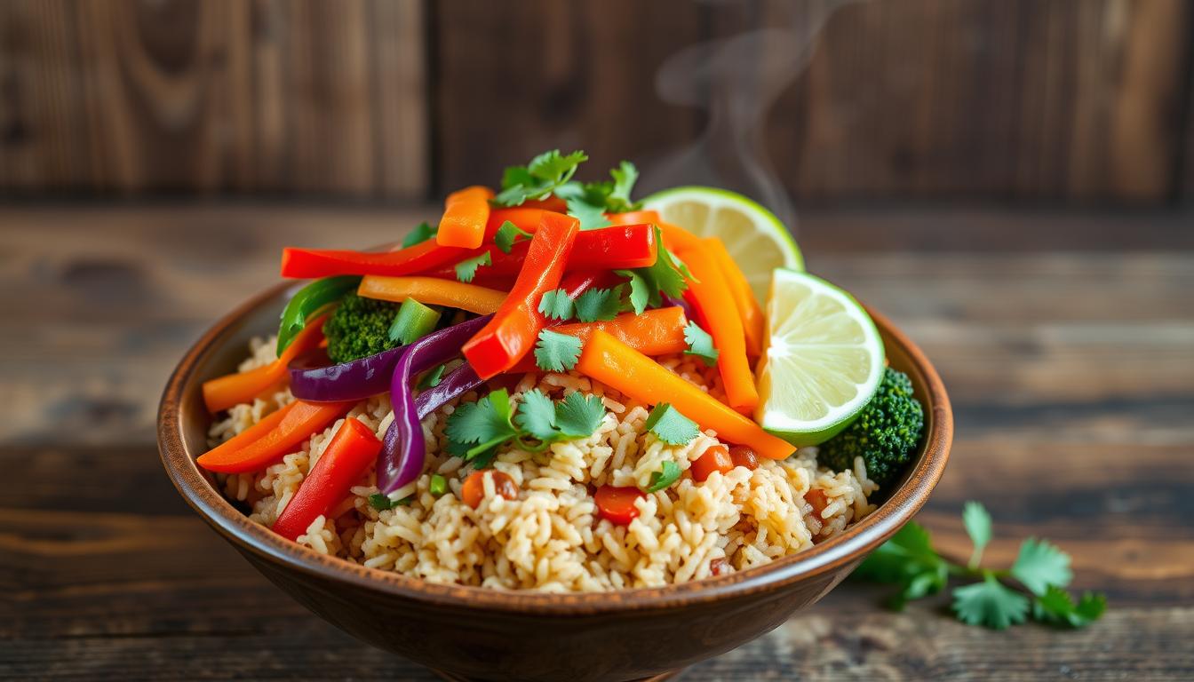 southeast asia brown rice with vegetables recipe