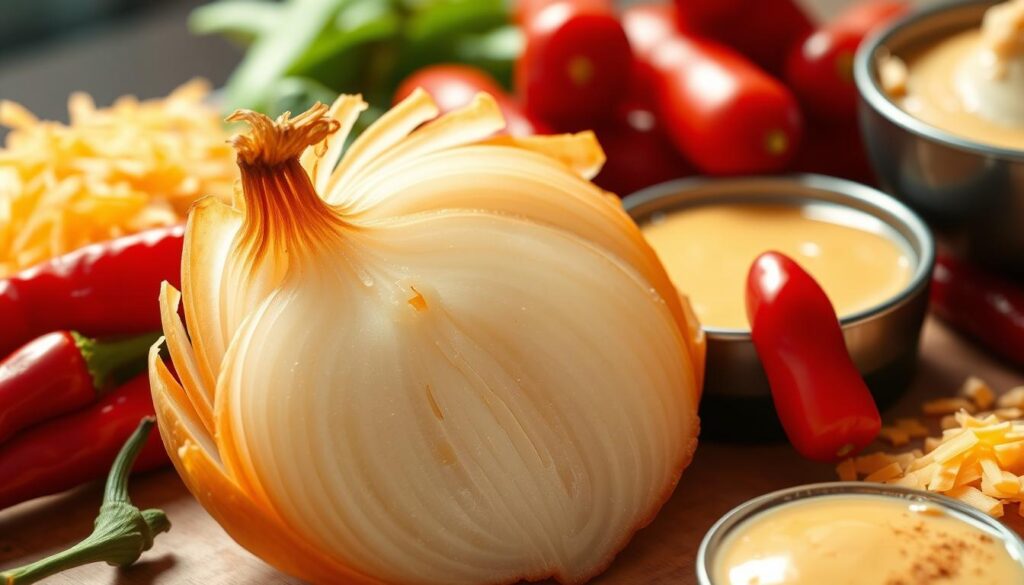Healthy restaurant-style onion bloom ingredients Healthy restaurant-style onion bloom ingredients
