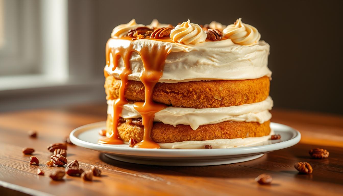 banana pecan caramel layer cake recipe