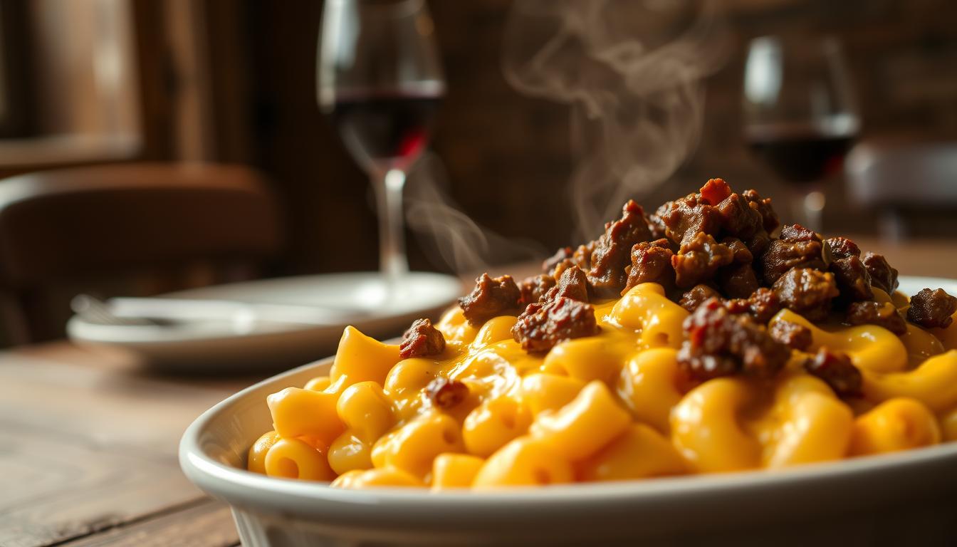 beef queso mac and cheese
