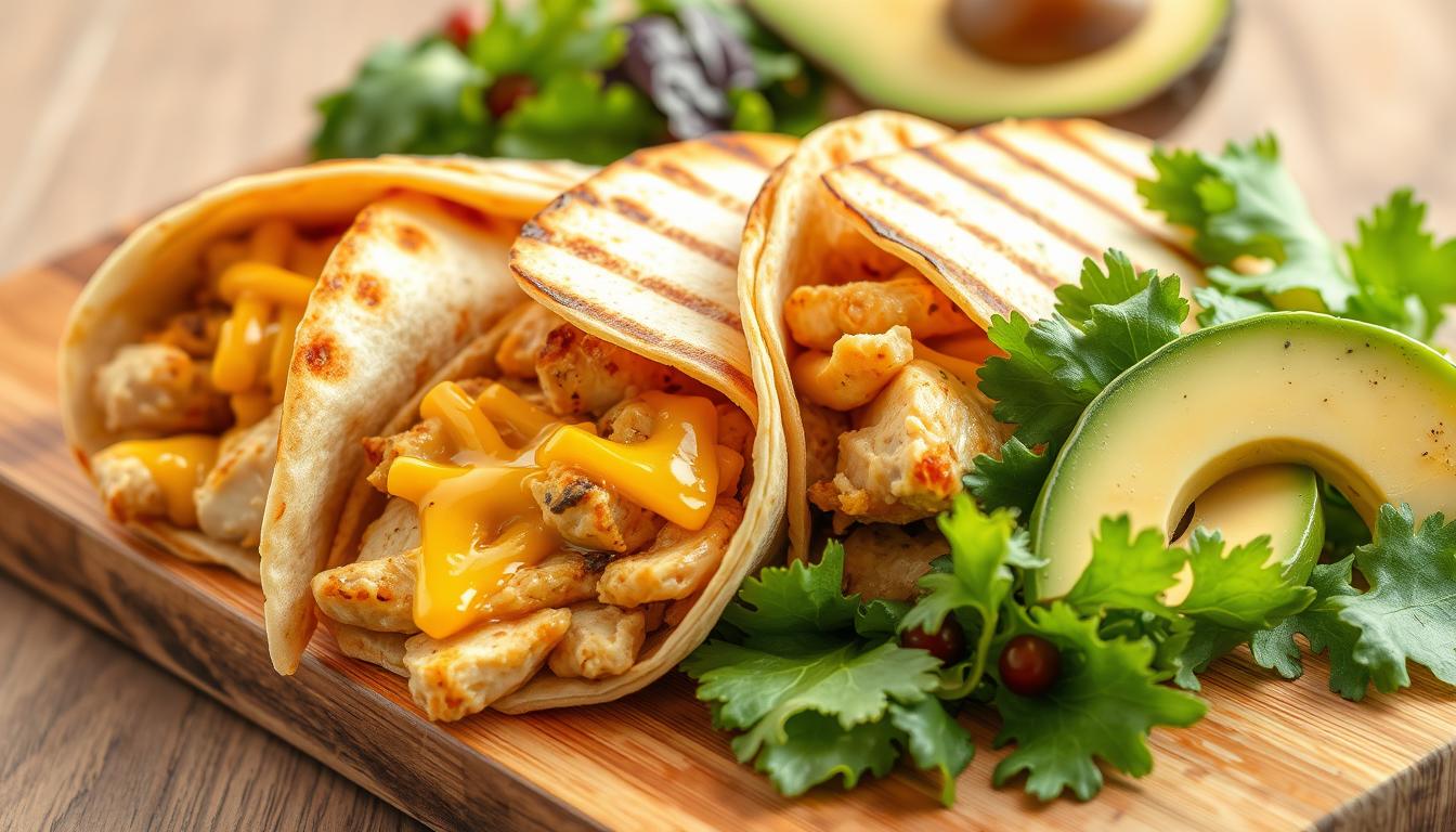 cheesy garlic chicken wraps