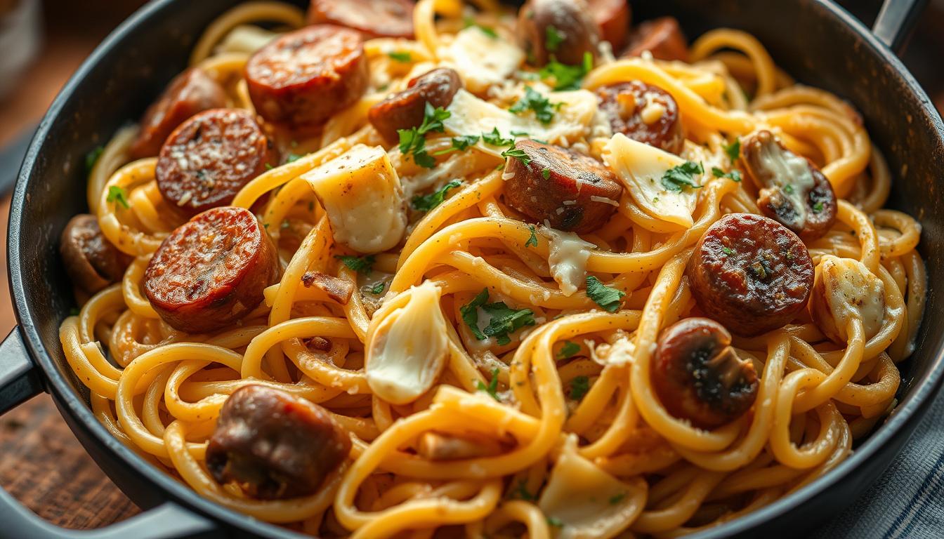 chicken sausage swiss and garlic