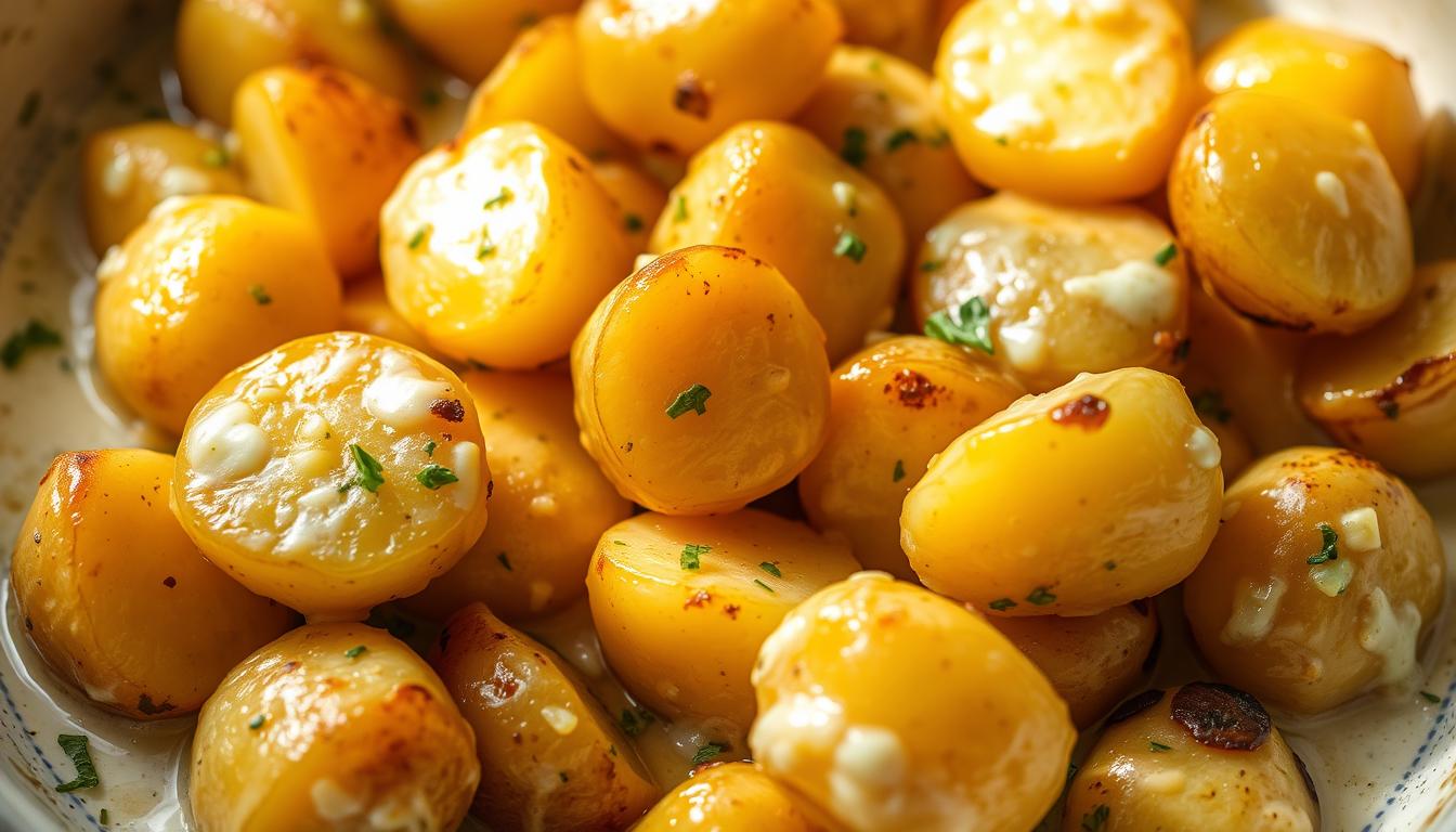 creamy garlic sauce baby potatoes
