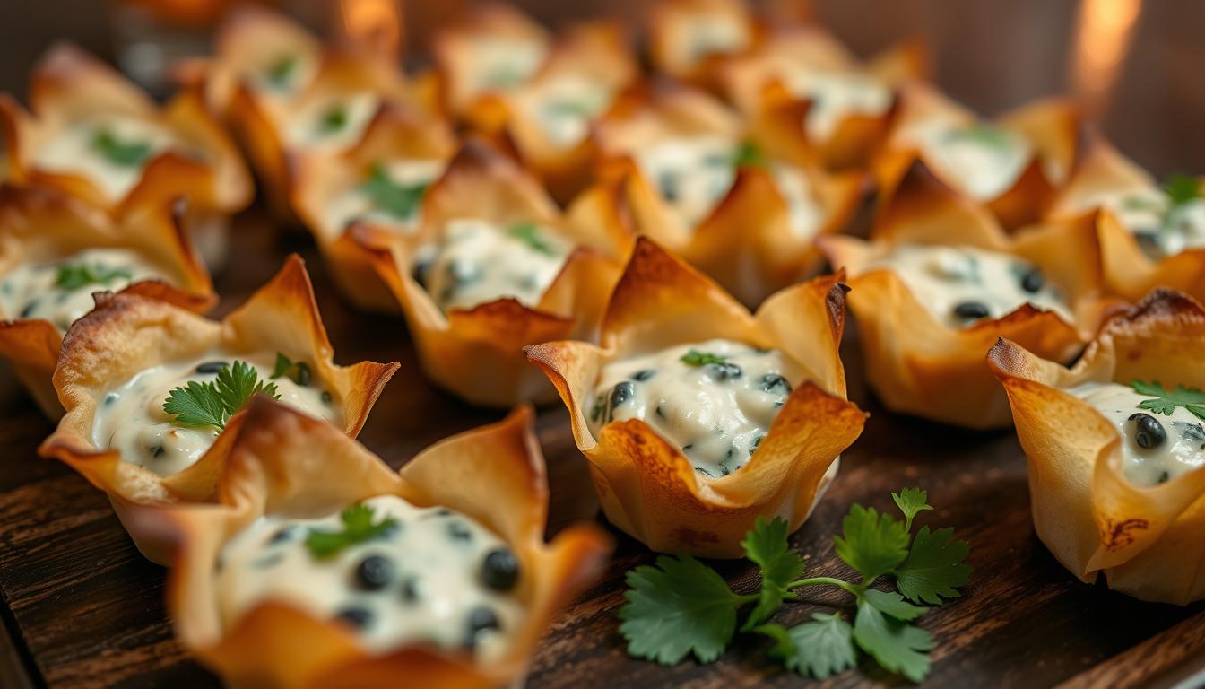spinach artichoke wonton cups