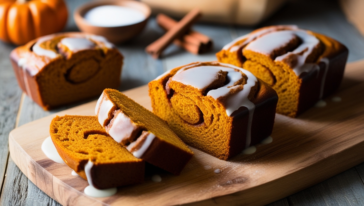 Mini Pumpkin Bread with Cinnamon Swirl