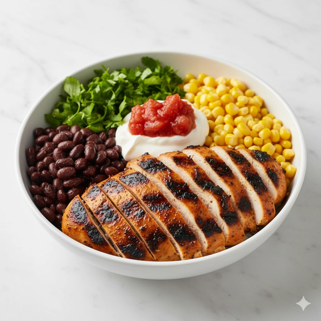 chipotle chicken recipe plate on a table