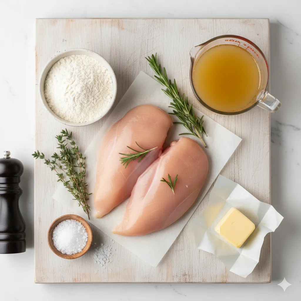 ingredients for chicken and gravy