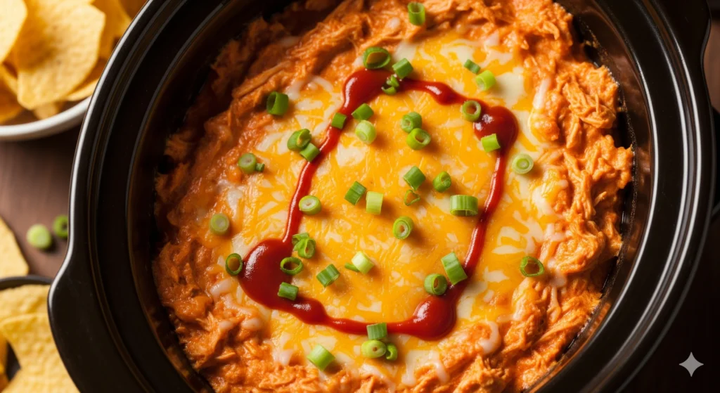 slow cooker buffalo chicken dip plate