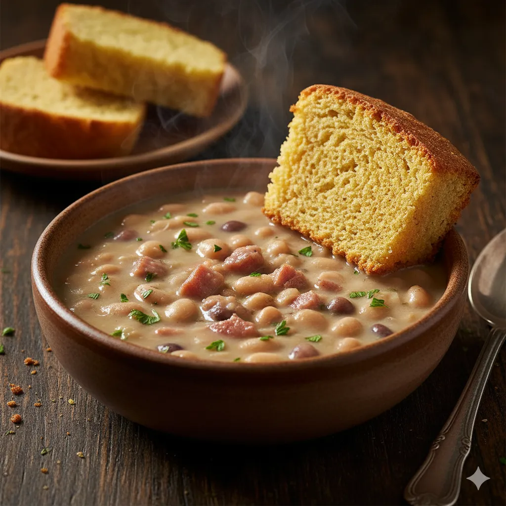 bean and ham soup recipe plated