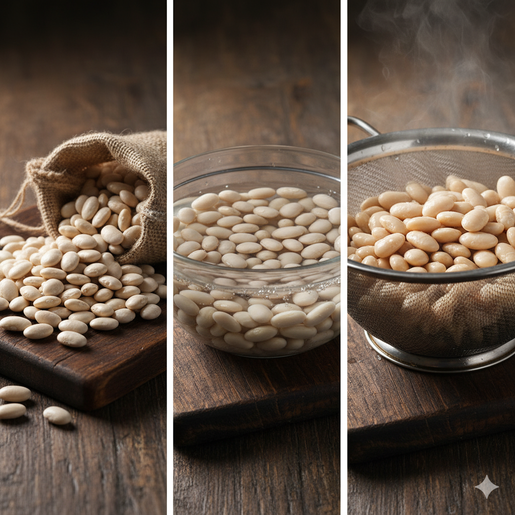 beans soaking for ham and bean soup