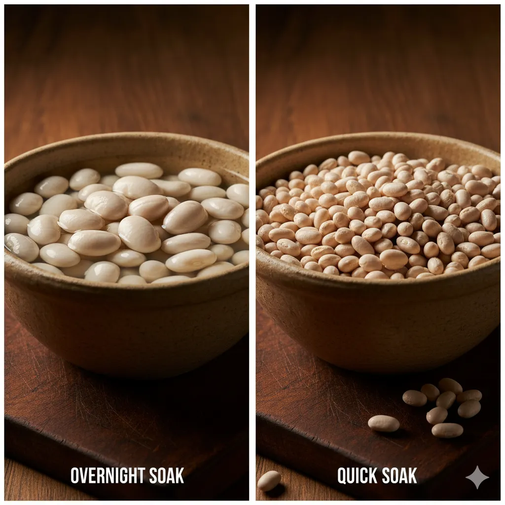 beans soaking for ham and beans recipe