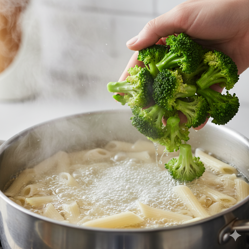 blanching broccoli for chicken and broccoli pasta