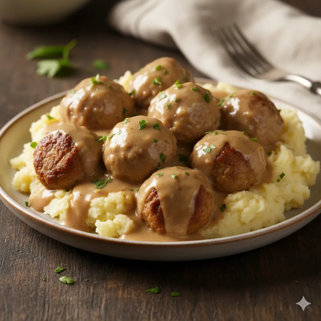 crockpot swedish meatball recipe plated