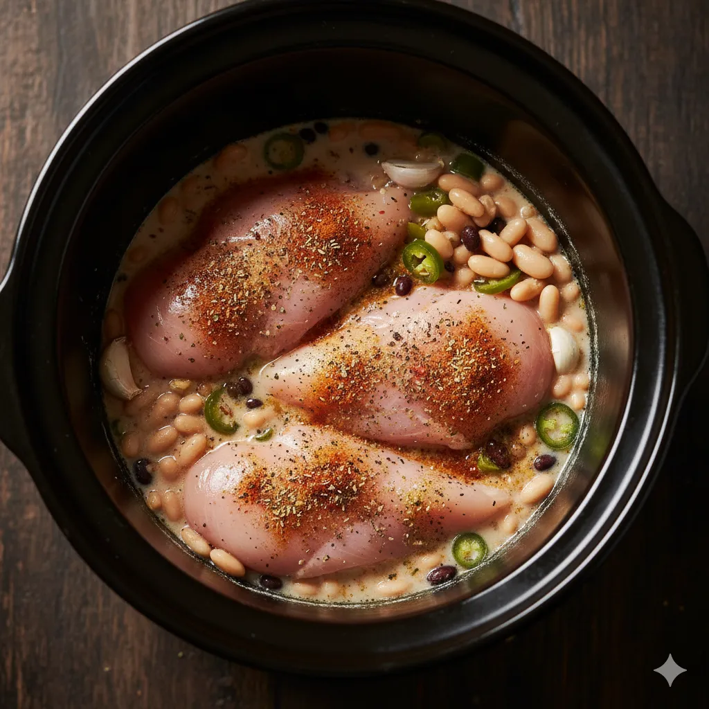 crockpot white chicken chili chicken raw