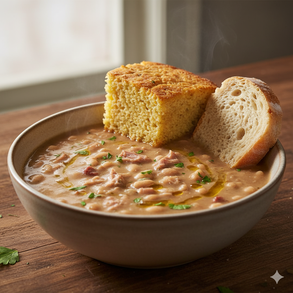 ham bean soup recipe plated