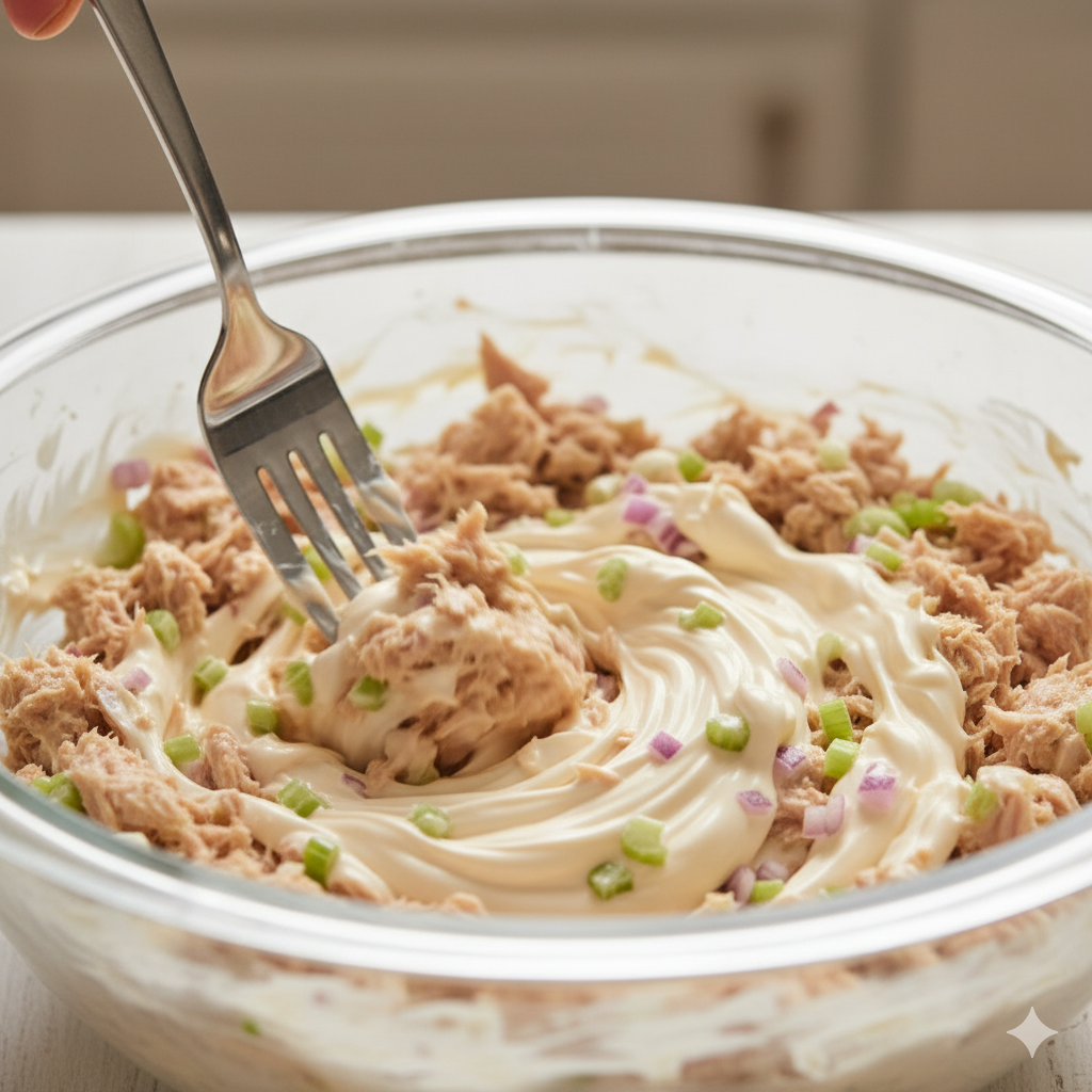making creamy tuna salad recipe