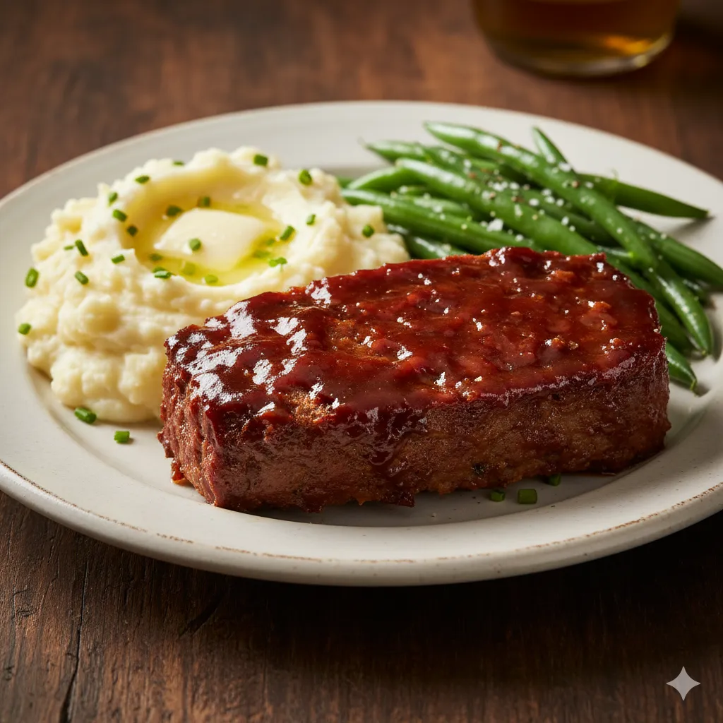 meatloaf recipe with glaze plated