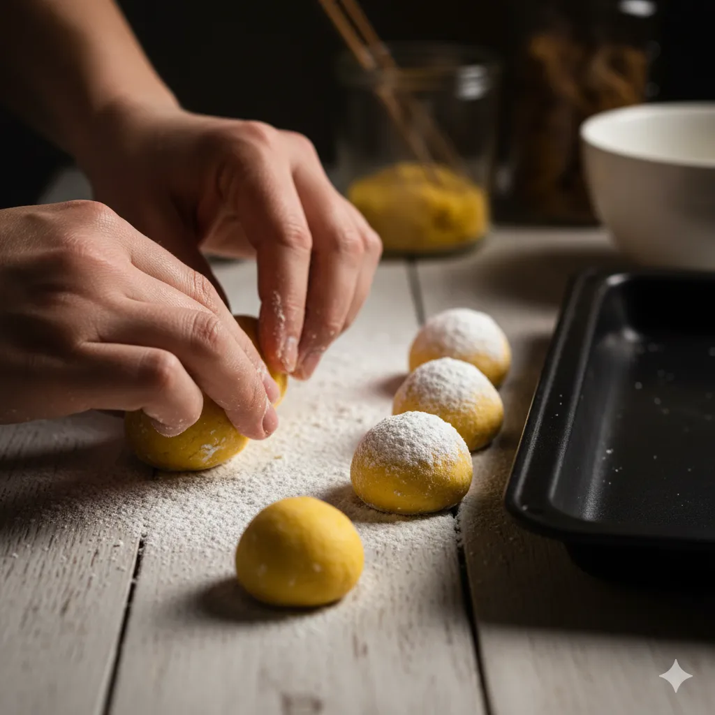 rolling lemon cake mix cookies dough