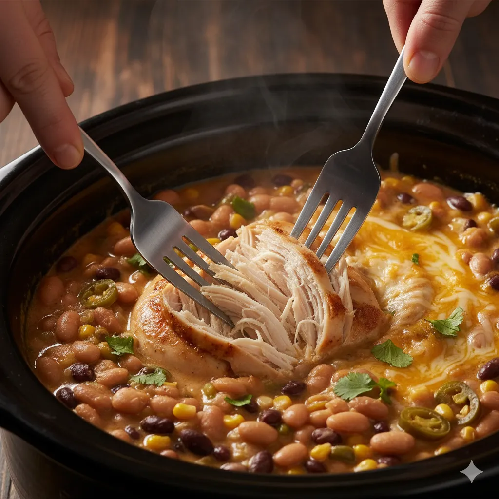 shredding chicken for white chicken chili