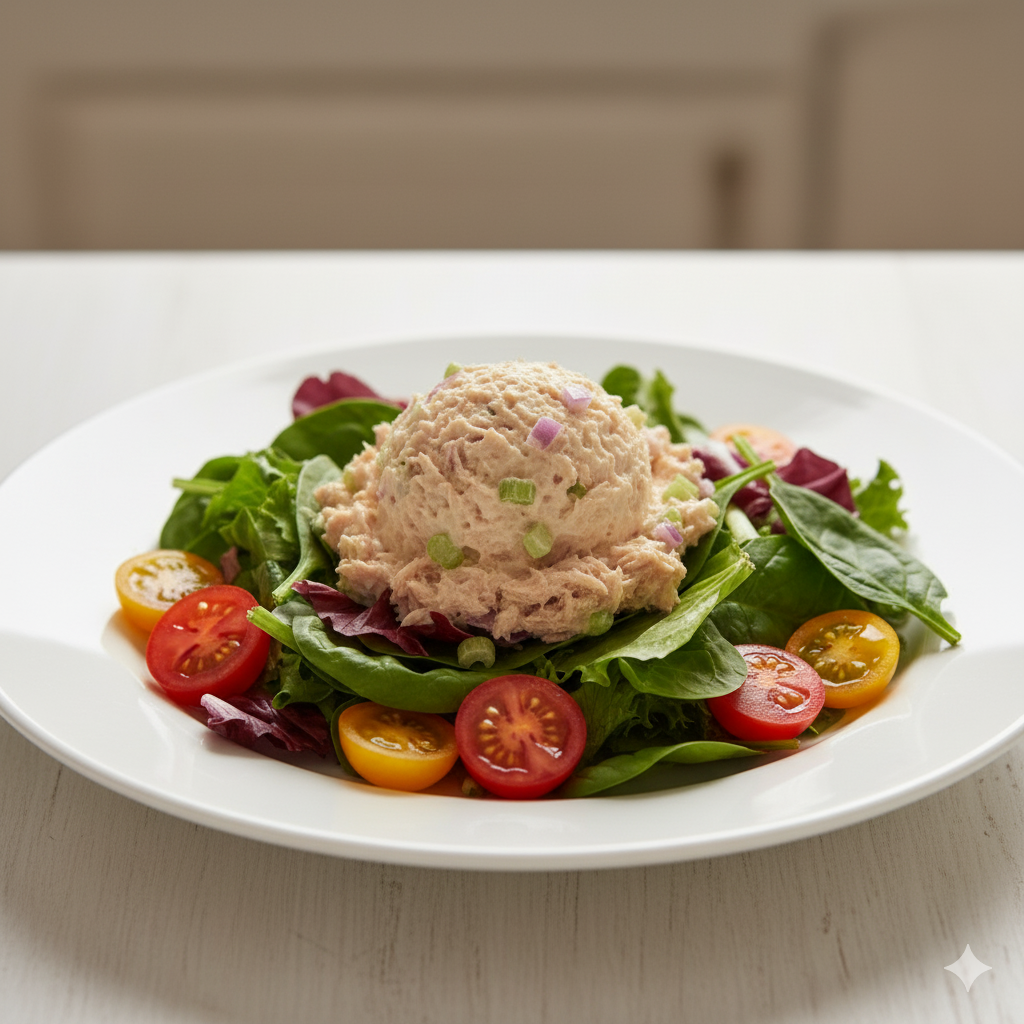 tuna in a salad recipe plated