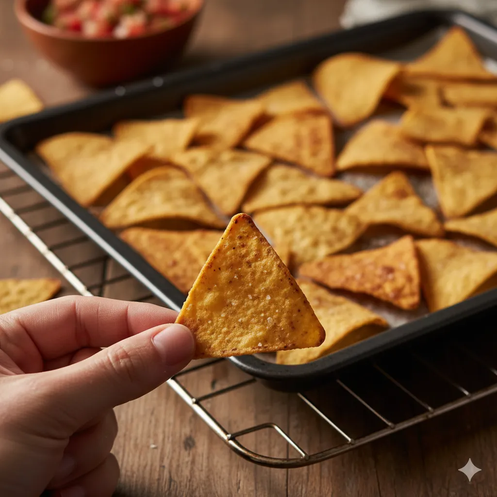 homemade corn tortilla chips prep