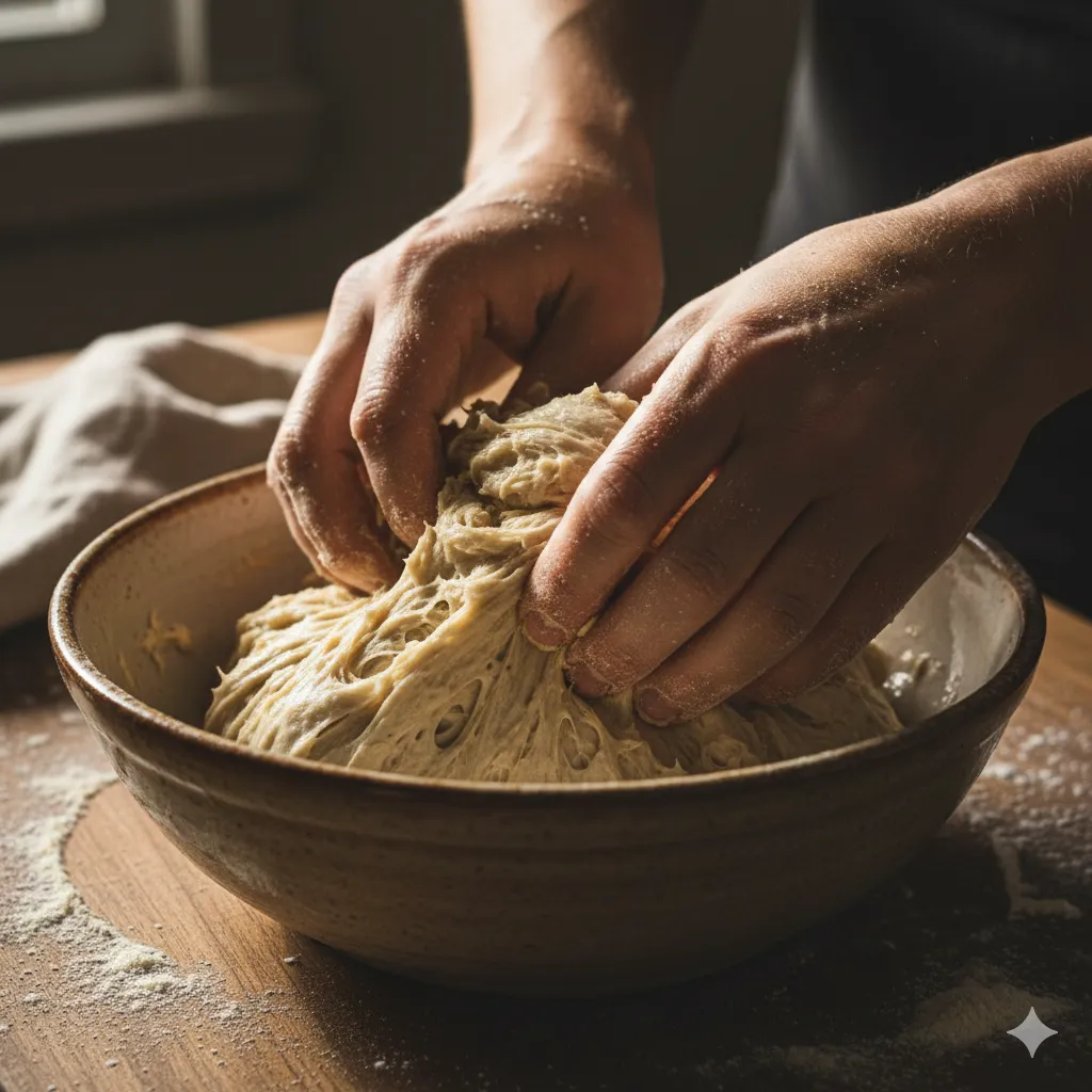 kneading gluten free sourdough bread