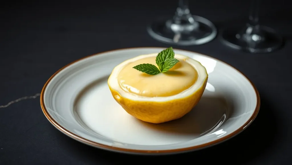 lemon posset in a lemon shell