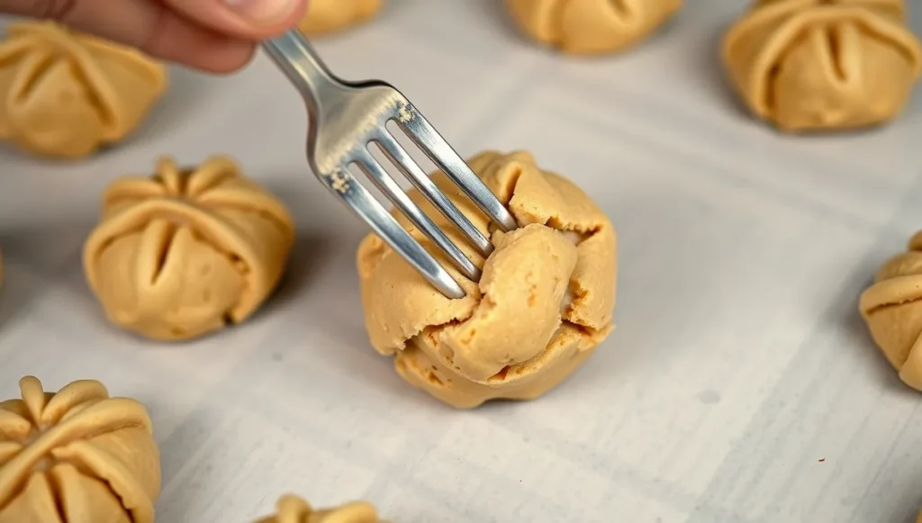 peanut butter gluten free cookies fork pattern