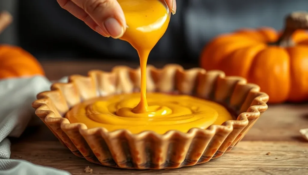 pouring libby pumpkin pie recipe filling