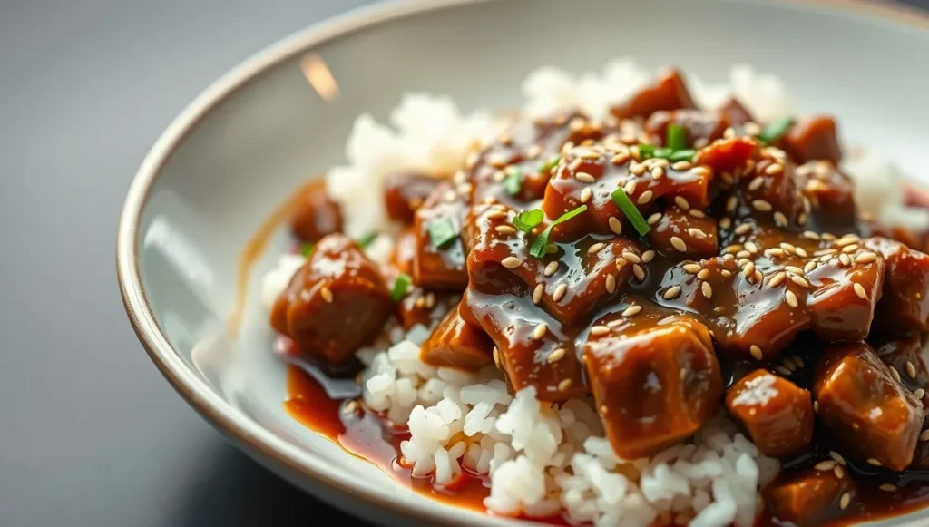 sesame seed beef plated