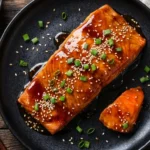 teriyaki salmon recipe glistening glaze flatlay