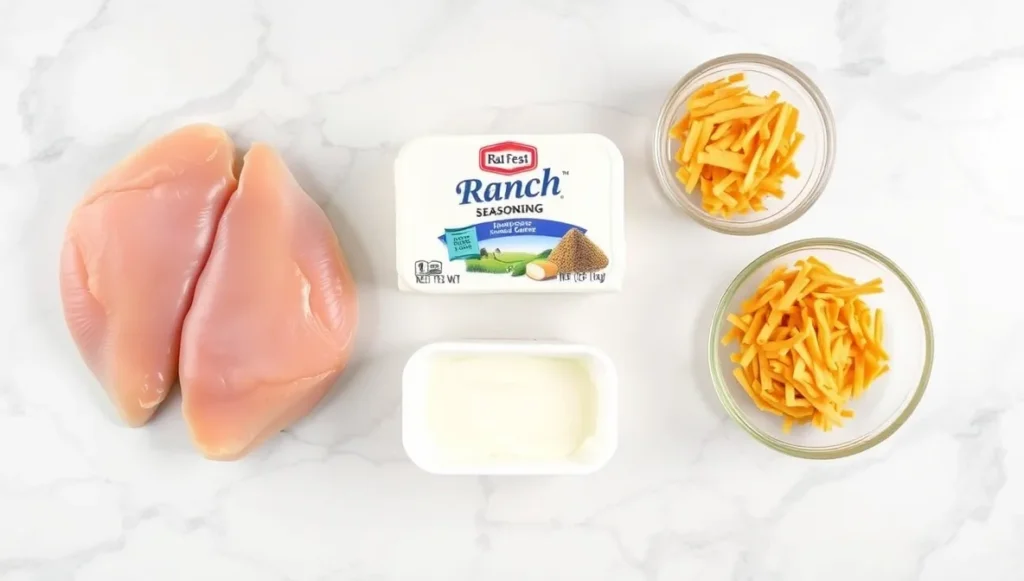crack chicken recipe ingredients on marble