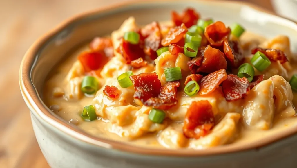 creamy crack chicken recipe with bacon toppings