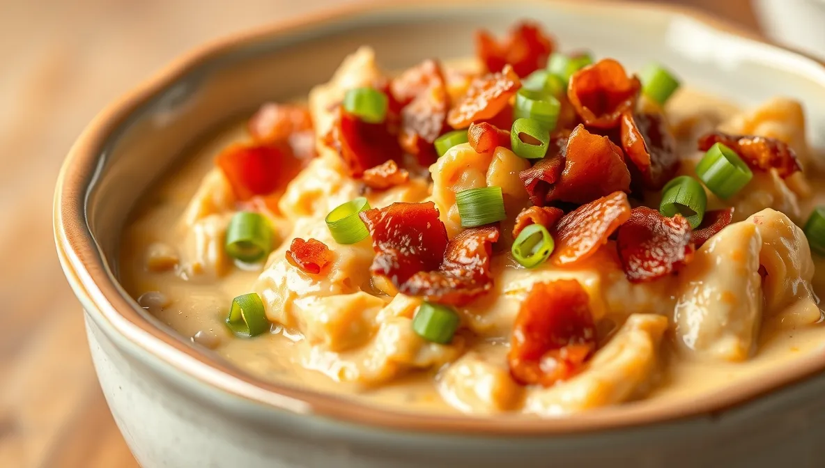 creamy crack chicken recipe with bacon toppings