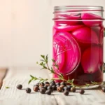 pickled red onion recipe in mason jar