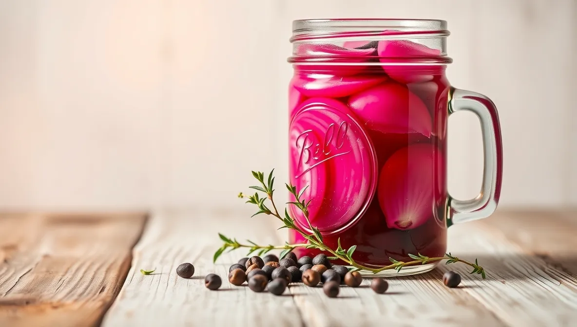 pickled red onion recipe in mason jar
