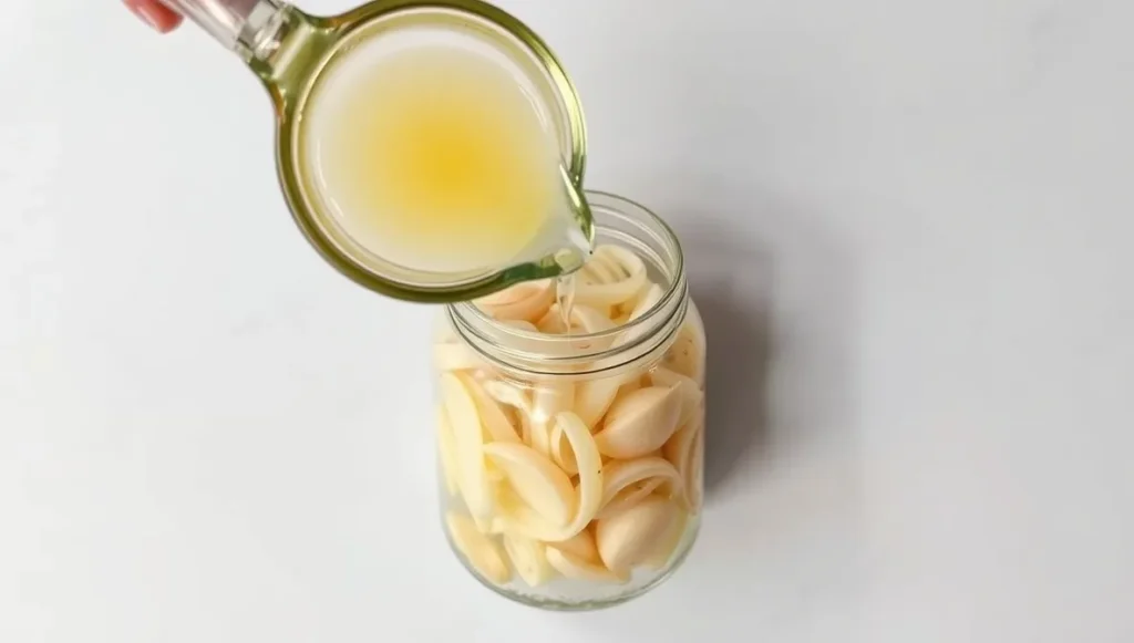 pouring brine for quick pickled red onions
