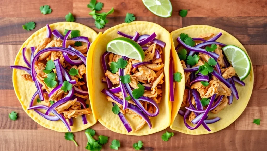 shredded chicken taco recipe plate layout