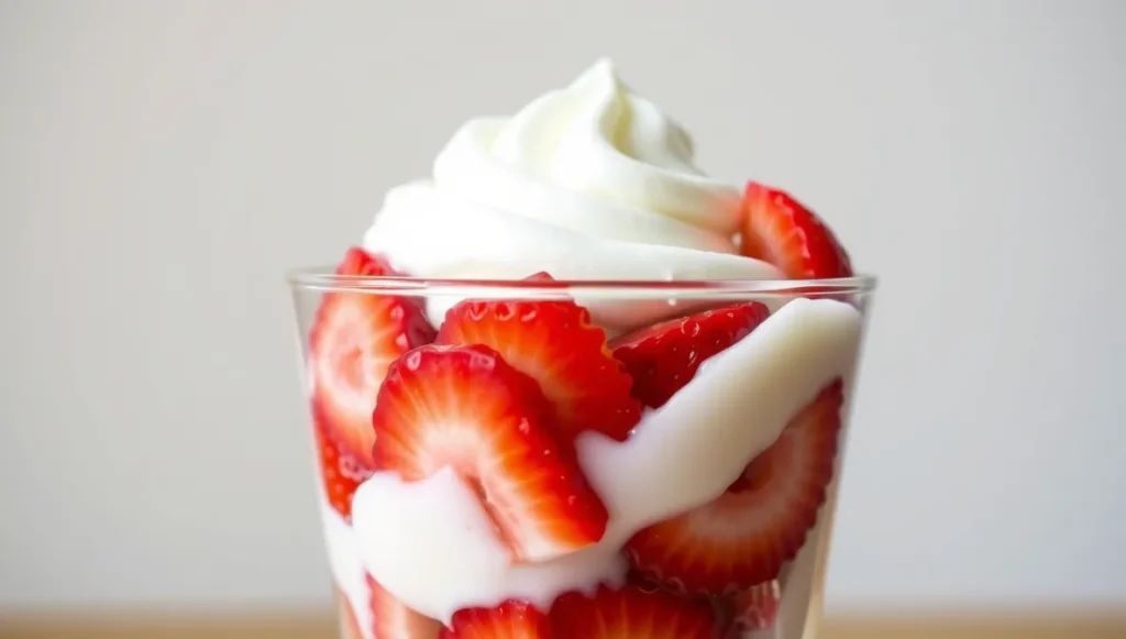 creamy fresas con crema recipe glass cup
