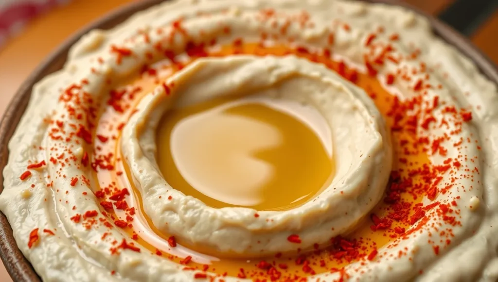 creamy hummus recipe without tahini close up