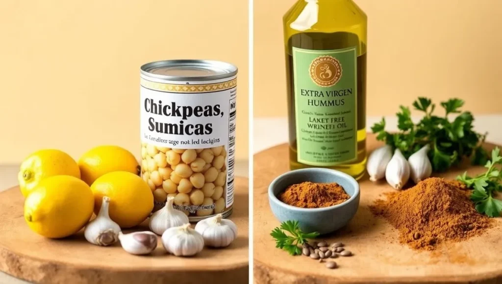 essential ingredients for hummus recipe without tahini