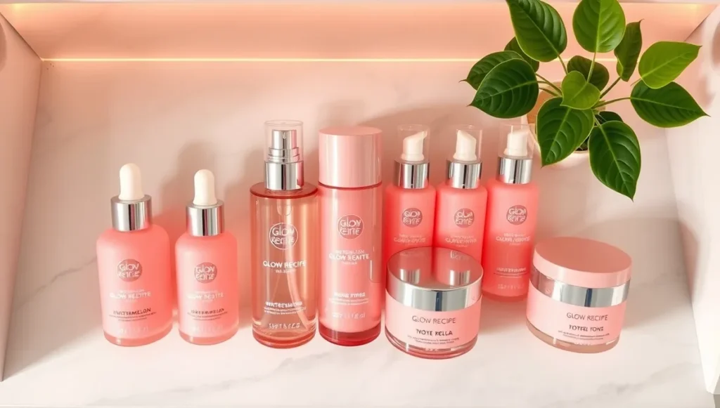 glow recipe watermelon skincare collection shelfie