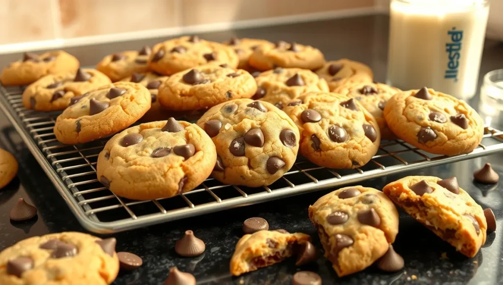 golden brown nestle chocolate chip cookies cooling
