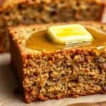 moist slice of gluten free banana bread with butter