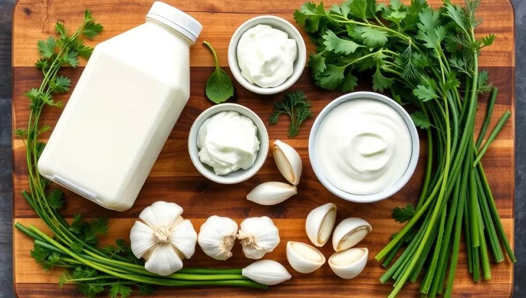 homemade-ranch-dressing-ingredients-flat-lay