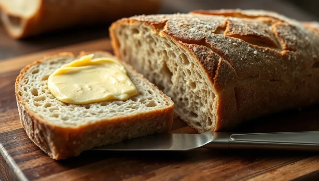 slicing sourdough sandwich bread for toast