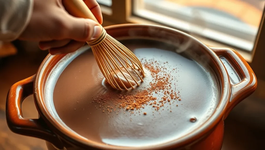 using-molinillo-whisk-for-frothy-champurrado
